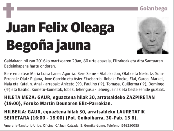 Juan Felix Oleaga Begoña