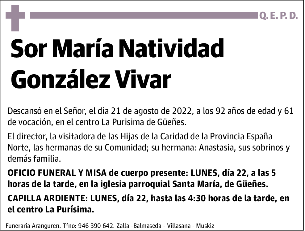 Sor María Natividad González Vivar