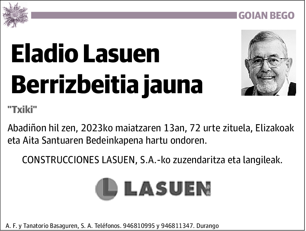 Eladio (Lasuen) Lasuen Berrizbeitia