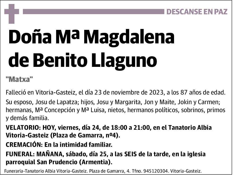 Mª Magdalena de Benito Llaguno